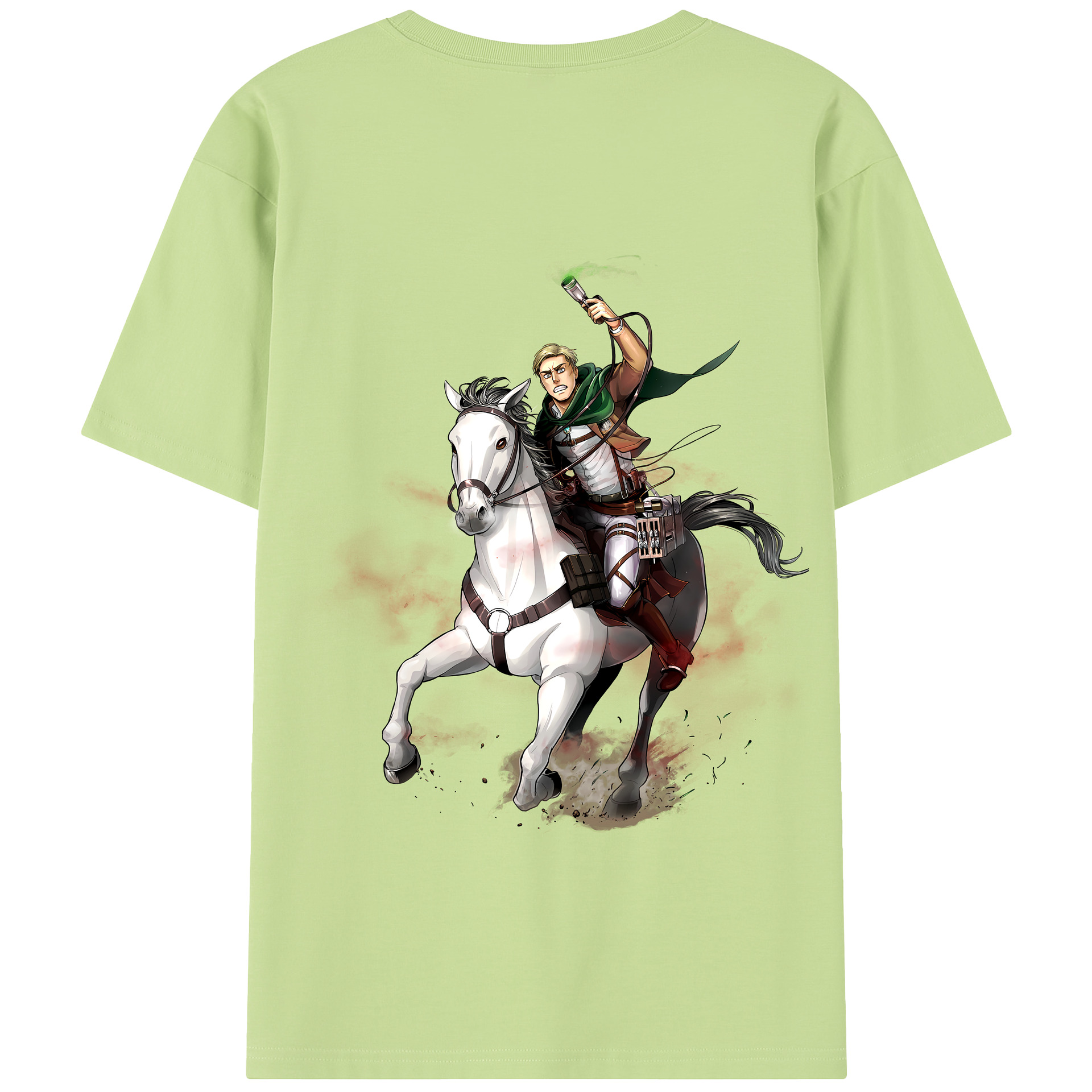（画像用） 進撃の巨人 エルヴィン・スミス Attack on Titan Erwin Smith 綿100％半袖Tシャツ（背面プリント）